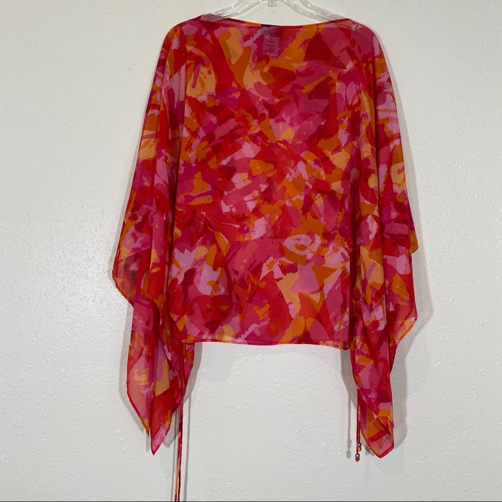 Lark Lane Closed Tunic Handkerchief Sleeves Medium Floral Blouse Top Tas…